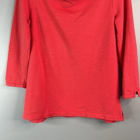 LANDS END Cowl Neck Top Coral Orange Textured Pullover Bright Coastal Size S - Picture 4 of 10
